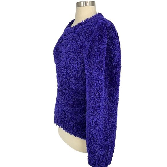 Stella McCartney Furry Textured Knit Crop Jumper EUR Size 46 XL Purple Sweater - Picture 3 of 13